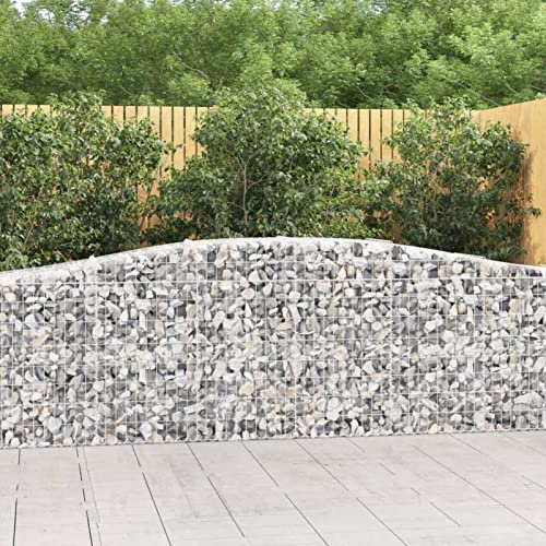 Homgoday Gabionenkörbe mit Bogen, 9 Stück, 400 x 50 x 80/100 cm, verzinktes Eisen, Gabionen für Steine, Gabionen, Blumenkästen