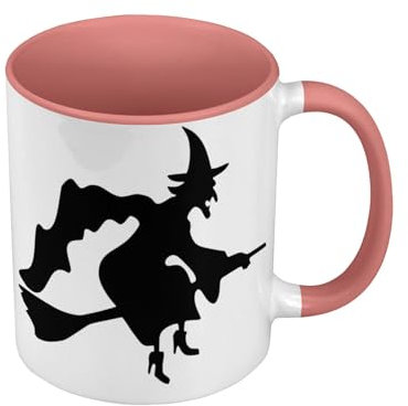 Premium Quality Pink Mug - Halloween Witch Broom Nose Magic Crochu - Mug with Handle and Coloured Interior