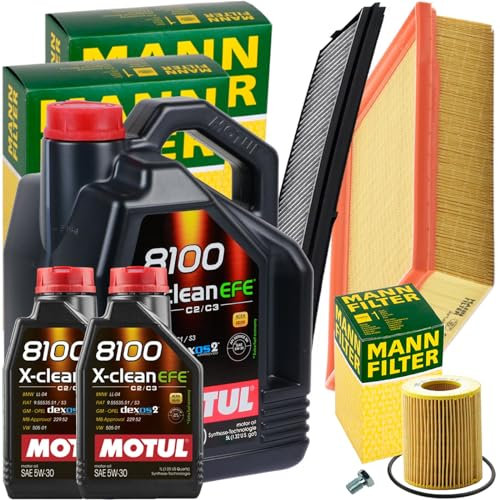 Inspektionspaket + 2x1L + 1x5L EFE 5W30 Öl passend für 3er E46 320-30