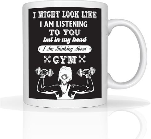 Funny Classic Christmas Secret Santa Coffee Xmas Gifts I’m Thinking About Gym- 11oz Ceramic Dishwasher Safe Mugs Women (Gym - Her)