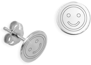 Single Ohrstecker ein STÜCK Smiley Emoji echt Silber 925 (Art.602215)