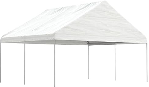 GuyAna Pavillon mit Dach Weiß 4,46x5,88x3,75 m Polyethylen Pergola Pavillion Winterfest