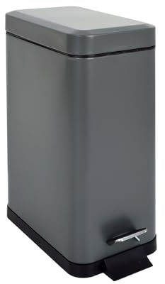 SVITA STM10 Mülleimer Treteimer Tretmülleimer Abfalleimer 10l inkl. Inneneimer Softclose-Deckel Fußpedal freistehend rechteckig Grau