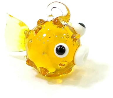 YUANGUIHUI 2 Stück Mini-Figur aus Glas, Anhänger, niedlicher Kugelfisch, kleine Statue, Ornament, Aquarium-Dekoration, Zubehör