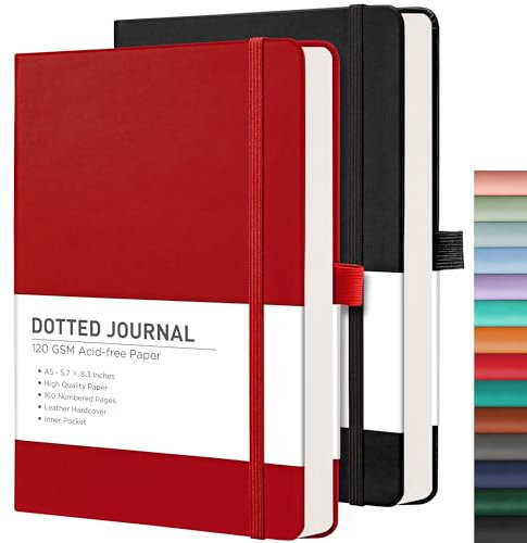 RETTACY Gepunktetes Tagebuch, 160 nummerierte Seiten pro Packung, 14 x 21 cm