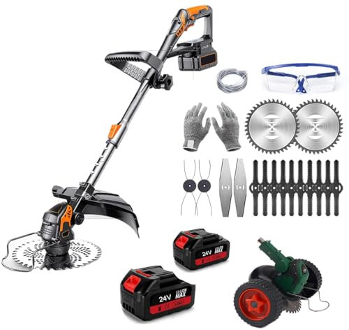 Decespugliatore A Batteria, 24v Decespugliatore Elettrico, Tagliabordi A Batteria 3 In 1testata Regolabile E Maniglia Telescopica Per Il Taglio Di Giardini, Prati E Terreni Agricoliq, With 2 Battery