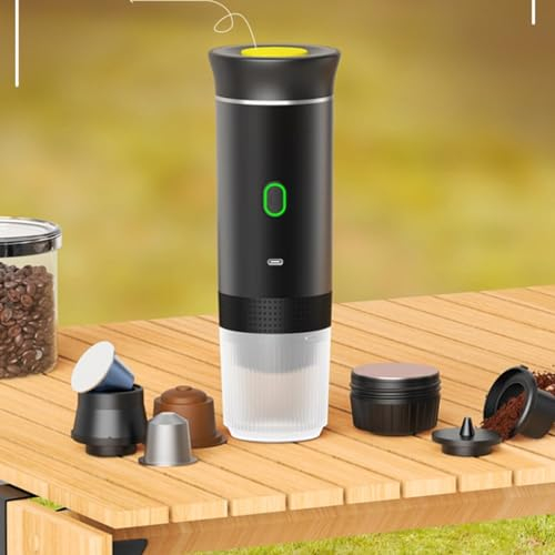 Sxhlseller Machine à café électrique Portable, Mini Cafetière de Voiture à Chauffage sans Fil de 15 Compatible avec Les Capsules de café et la Boîte de café en Poudre,