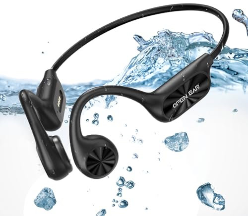 Relxhome Knochenschall Kopfhörer Bluetooth- IPX8 Wasserdicht Kopfhörer zum Schwimmen, kopfhörer Schwimmen mit 32G MP3-Player, wasserdichte Sportkopfhörer Bluetooth Schwarz