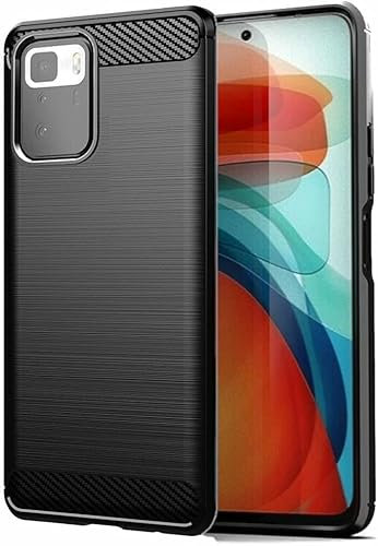 owlhold Coque pour Xiaomi Redmi Note 10 Pro 5G/4G, Housse Premium TPU Souple Texture Fibre de Carbone Etui Protection Téléphone Antichoc, Anti-Rayures, Anti-Dérapante, Silicone Case Bumper, Noir