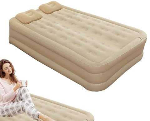 Xasbseulk Materassino gonfiabile gonfiabile con pompa integrata, pieghevole, per campeggio, casa e ospiti