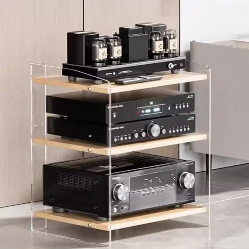 FUYAO Media Storage Cabinet, 3/4-Tier Adjustable Shelves, Modern AV Cabinet Audio Rack for Video Components, Record Player Stand, Entertainment Storage Rack