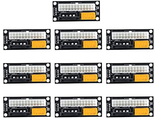 GANYUU Dual PSU Netzteil PC Block Synchronisator ADD2PSU ATX 24Pin auf 4Pin Molex Stecker Riser Miner Mining Adapter (10 Stück schwarz SATA)