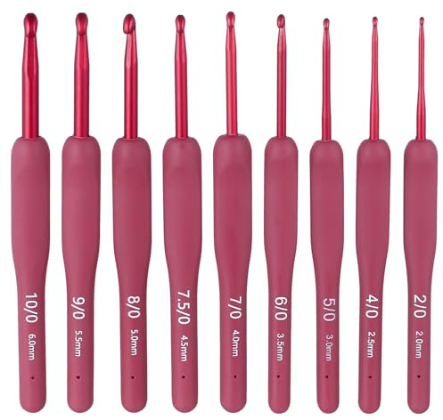 Crochet Hooks Sets for Beginners, 9 PcsCrochet Kits for Beginners Adults Knitting Needles, Aluminum Knitting & Crochet Needles Set with Ergonomic Soft Grips, as Craft Gifts, 2.0mm - 6.0mm