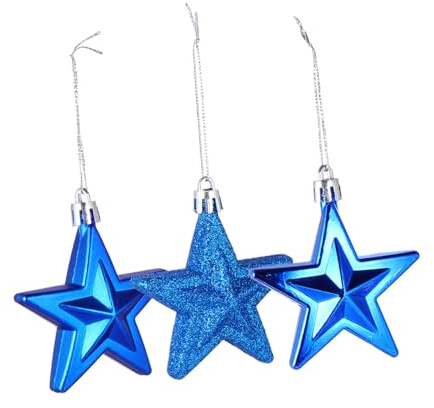 Cabilock Weihnachtsbaumstern 18 Stück 3D Hängende Ornamente Blau Kunststoff 7cm für Weihnachtsfeier und Hochzeit