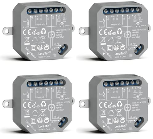 LoraTap 4 interruttori per tapparelle ZigBee – Controllo intelligente Home per tapparelle veneziane 380 W, compatibile con l'hub