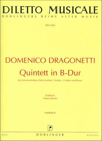 Quintett B-Dur - Partitur für Solo-Kontrabass (Solo-Violine), Violine, 2 Violen und Basso von Domenico Dragonetti