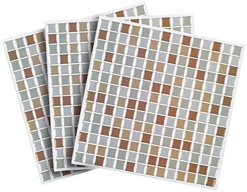 Infactory Adesivi per Piastrelle - Pellicola per Piastrelle: Set di 3 mosaici 3D autoadesivi Adesivo per Piastrelle, Bronzo (3D Pellicola, Mosaico, Decalcomanie da Muro)
