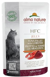 Almo Nature HFC Jelly - Wet Cat Food for Adult Cats - Tuna Fillet with Lobster - Human-Grade, Gluten-Free - 55g (Pack of 24)