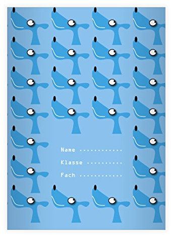 Kartenkaufrausch 4 Lustige DIN A4 Schulhefte, Rechenhefte für Hunde Freunde in hellblau Lineatur 22 (Kariertes Heft)