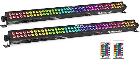 BeamZ LCB803 LED Light Bar Pair - RGB Wall Washer Marquee Uplighting System, Stage Wash Lighting Bars, DMX Control, Sound Responsive Effects (80x 3W LEDs)