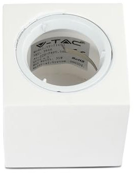 V-TAC Portafaretto LED Montaggio a Plafone Quadrato GU10 e GU5.3 (MR16) Corpo in Gesso Bianco
