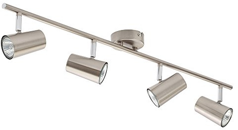 LITECRAFT Chobham Spotlight Bar Adjustable GU10 Ceiling 4 Light - Satin Nickel