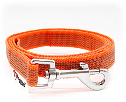 Twinkys Dog Style Schleppleine Hundeleine gummiert 20 mm breit für Hunde bis 50 kg - MIT Handschlaufe 1 Meter Orange Made in Germany