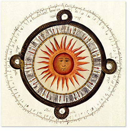 Fine Art Prints Leon Y Gama Azteken-Sonne-Solar-Kalender-Diagramm, großer Wandkunst, Poster, Druck, dickes Papier, 61 x 61 cm