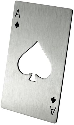 Mikamax Flaschenöffner Ace of Spades - Original - Edelstahl - Casino Fans - Poker - Casino Flaschenöffner - Bieröffner - Spielkarte - Ace