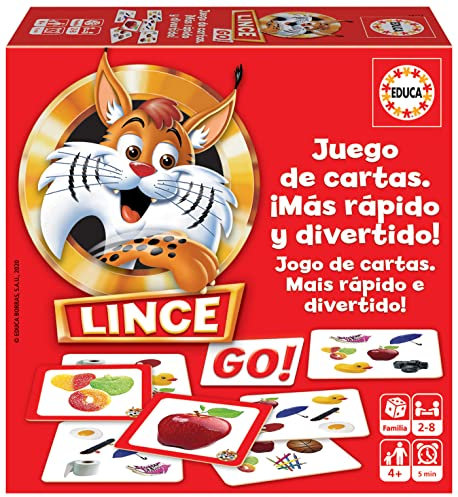 Educa - Lince Go! Versión Juego de Cartas | Juego de Mesa para Niños, Familia | Fomenta su Atención y Observación | a Partir de 4 años (18712)