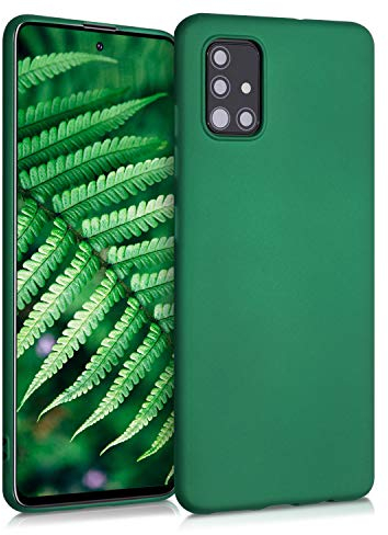 kwmobile Case kompatibel mit Samsung Galaxy A51 Hülle - Schutzhülle aus Silikon metallisch schimmernd - Handyhülle Metallic Dunkelgrün