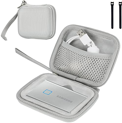 ProCase Étui pour Samsung T7/ T7 Touch/ T7 Shield Portable SSD, avec 2 Attaches Housse de Protection SM Disque Dur Externe 250 Go, 500 Go, 1 to et 2 to, Antichoc avec Proche Filet pour Accessoires