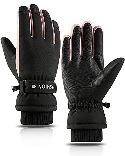 LAMOOER Winter-Thermo-Handschuhe für Damen, Touchscreen-Skihandschuhe, Snowboarden, Anti-Rutsch-Handschuhe für Radfahren, Fahren, Laufen, Camping, Wandern