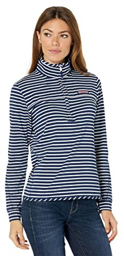 Vineyard Vines Women's Sankaty Shep Shirt, Navy Stripe, Medium