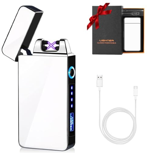 KIPIDA Accendino Elettrico USB Touchscreen Antivento - Doppio Arc Plasma Ricaricabile, per Camino/Campeggio - Regali di San Valentino, Regali Uomini
