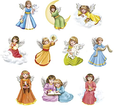 Ideen mit Herz 3-D Motive, ausgestanzt, ca. 7-10 cm, 10 Stück im Beutel | Bilder zum Basteln & Dekorieren | Grußkarten selber machen | Bildmotive für Scrapbooking & DIY-Deko (Schutzengelchen)