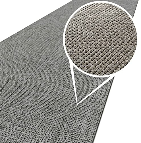 ANRO Läufer In-/Outdoor Teppich wasserfest Balkon Teppich auch für Balkon und Terasse Flur Bodenmatte wetterfest Grau Abwaschbar 500 x 50cm