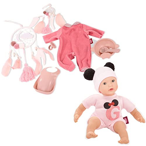 Götz 2220152 Muffin Nighty Night Puppe - 33 cm große Babypuppe mit blauen Schlafaugen und ohne Haare - Weichkörper-Puppe in 10-teiligen Set - geeignet ab 18 Monaten