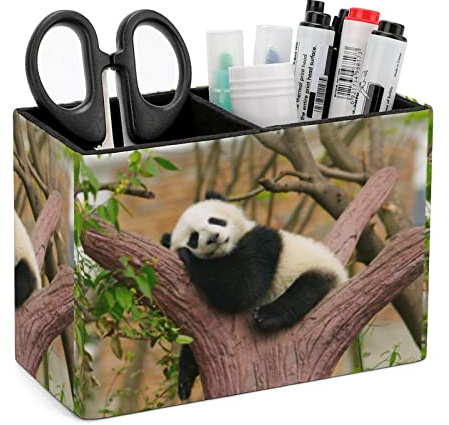 Pot à crayons pour bureau, joli panda, organiseur de bureau en cuir pour crayons, pinceaux de maquillage pour bureau, école, université