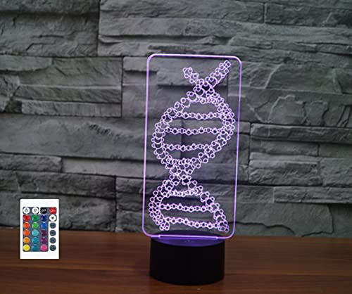 SUPERRUIDALONG 3D DNA Fernbedienung 16 Farben Nachtlichter Illusion Acryl LED Tisch Nachttisch Lampe Kinder Schlafzimmer Schreibtisch Dekor Geburtstag Geschenke Spielzeug für Kinder