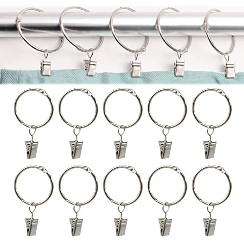 Gardinenringe mit Clips,Gardinenringe mit Haken,Gardinenringe 35mm,40 Pièces Vorhangringe mit Clips,Vorhang Ringe,Gardinen Ringe für Stange