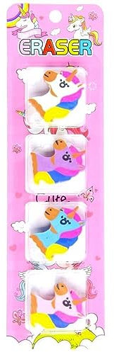 Einhorn Radiergummi Set - ca. 3,3 cm 4 Stück Radiergummi Mädchen, BEMIRO