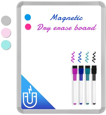 VUSIGN Kleines Whiteboard, trocken abwischbar, magnetisch, trocken abwischbar, Mini-Whiteboard mit Markern für Kinder, Studenten, Kühlschrank, Wand, Spind