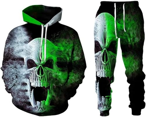 WFBZ Herren jogginganzug totenkopf Hoodie und Hose Herren Trainingsanzug Jogginganzug Sportanzug (A1,XXL)