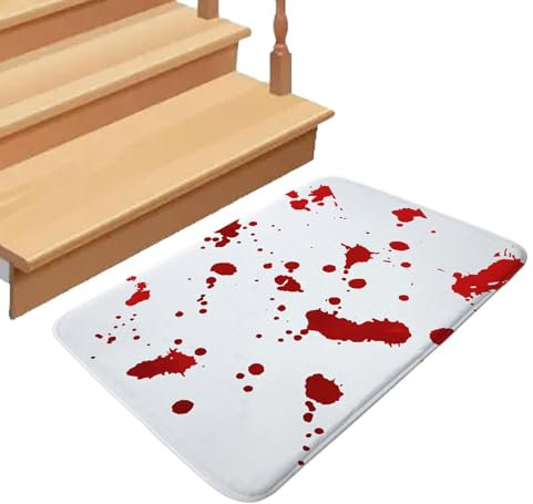 Lambo Fußmatte Mit Blutigem Fußabdruck, Halloween-Duschmatte Blut, Rutschfester Saugfähige Teppich Halloween, Halloween-Bodenmatte, Waschbar Für Badezimmer Tür Schlafzimm, Gag-Geschenk
