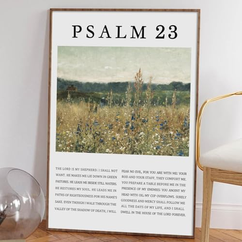 Psalm 23 Wandkunst Vintage Landschaft Kunstdrucke Vintage Gemälde Christliche Leinwand Wandkunst Der Herr Ist Mein Schäfer Poster Bibelvers Bilder Schrift Kunstwerk LDS Kunst für Schlafzimmer 40,6 x
