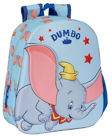Safta DUMBO Schulrucksack mit 3D-Design, anpassbar an den Wagen, ideal für Kinder verschiedener Altersgruppen, bequem und vielseitig, Qualität und Widerstandsfähigkeit, 27x10x33 cm, Himmelblau, M890A