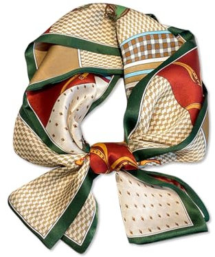 LumiSyne Damen Seidenschal Skinny Schal Schmale Lange Halstuch Geometrische Muster Klassische Retro Stil Leicht Seidentuch Dekoration Halstuch Kopfschmuck Haarband Bandana