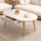 Eiauiuo Moderner Couchtisch Wohnzimmertisch Holz Couchtisch Sofatisch mit Schublade Ovaler Design Kaffeetisch Rustikaler Beistelltisch für Schlafzimmer Balkon Büro 80x55x45cm（1 Schublade） (Color : We