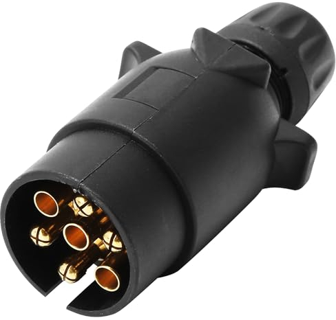 AGRISHOP Spina Rimorchio 7 Poli Impermeabile Spina 7 Poli 12v Gancio Traino, Spina Di Rimorchio a 7 Poli Maschio